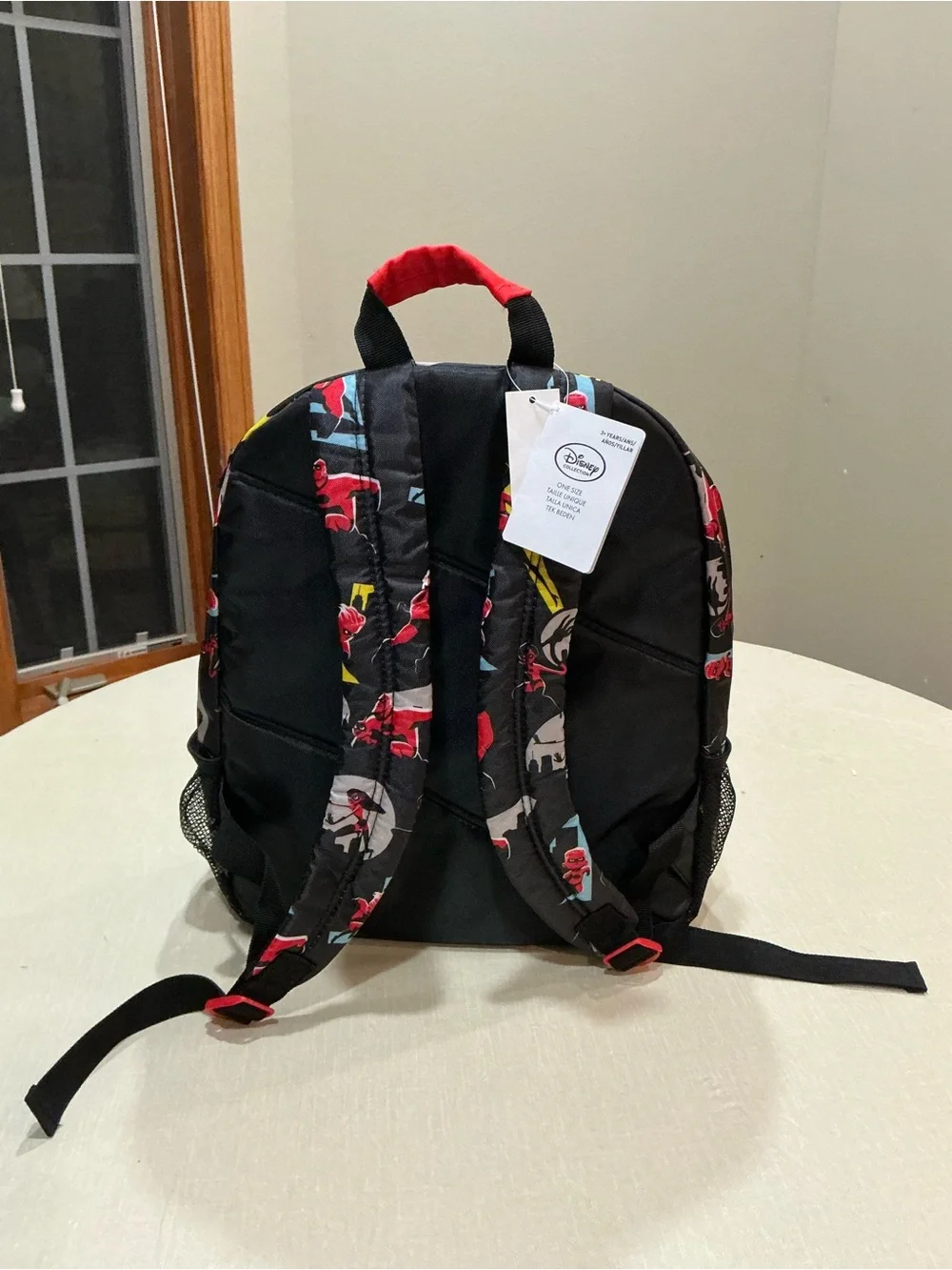 Disney The Incredibles Backpack Black Red All Over Print Kids NWT
